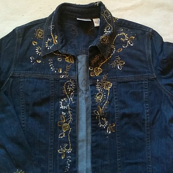 *NWOT Chico's Embroidered Denim Jacket Blazer - MATCHING JEANS LISTED SEPARATELY - Picture 5 of 8